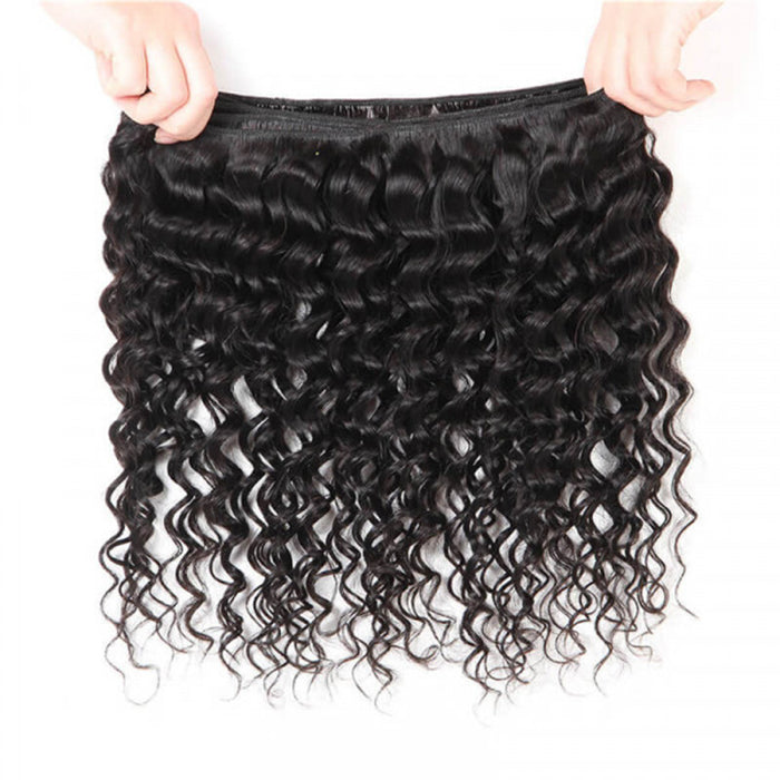 Malaysian Deep Wave 3/4 Bundle Deals Unprocessed Virgin Human Hair Bundles Natural Black Color hermosahair