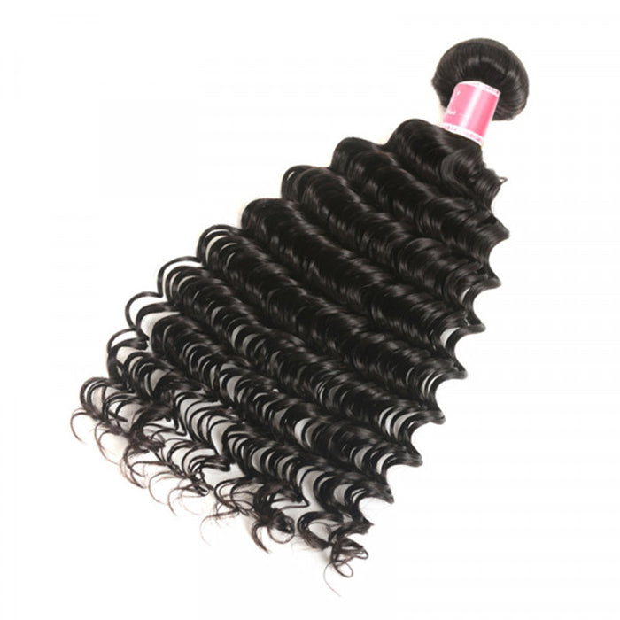 Malaysian Deep Wave 3/4 Bundle Deals Unprocessed Virgin Human Hair Bundles Natural Black Color hermosahair