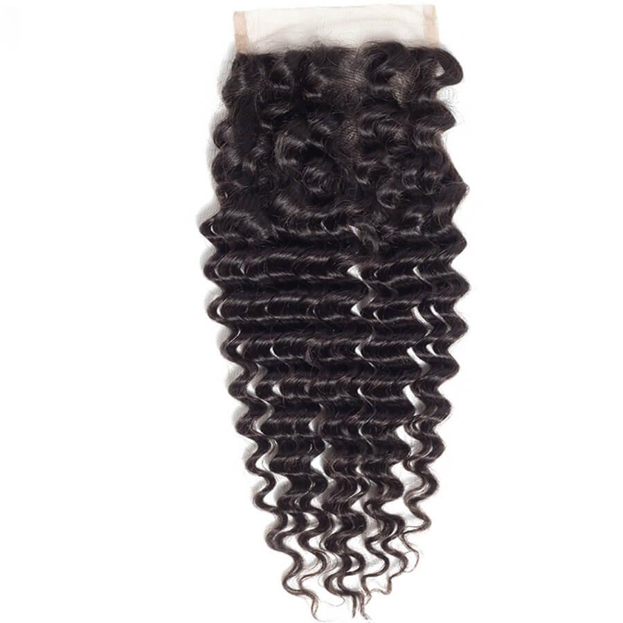 Peruvian Deep Wave 4 Bundles with 4*4 Closure Soft Unprocessed Virgin Human Hair hermosahair