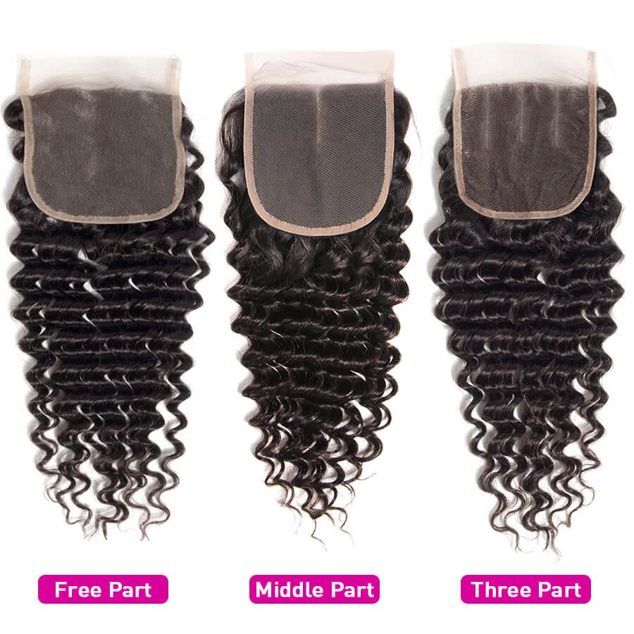 Peruvian Deep Wave 4 Bundles with 4*4 Closure Soft Unprocessed Virgin Human Hair hermosahair