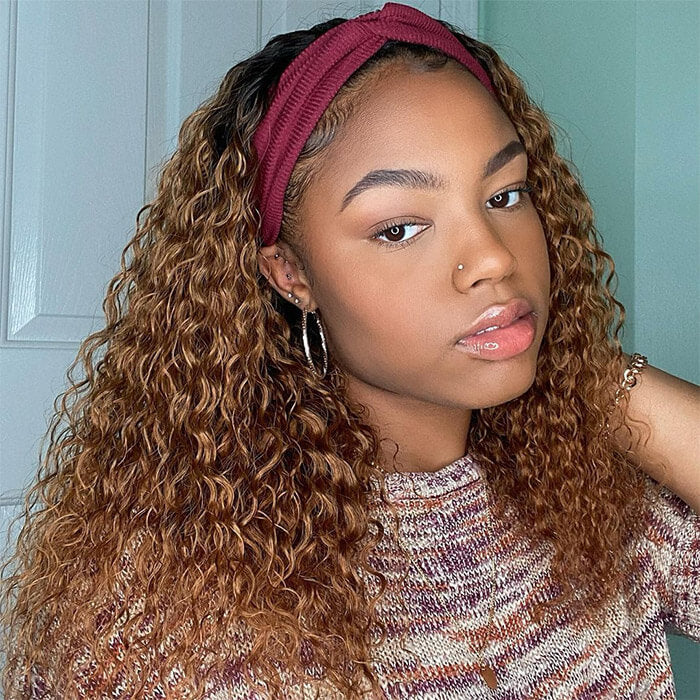 T1B/30 Deep Wave Ombre Headband Wig Human Hair Hermosa Hair