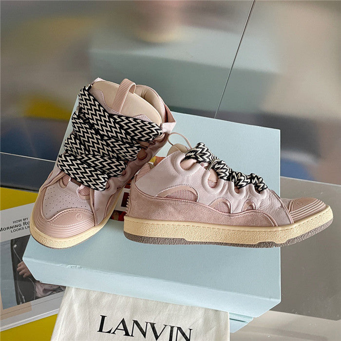 Premium Men Leather Curb Sneaker pink