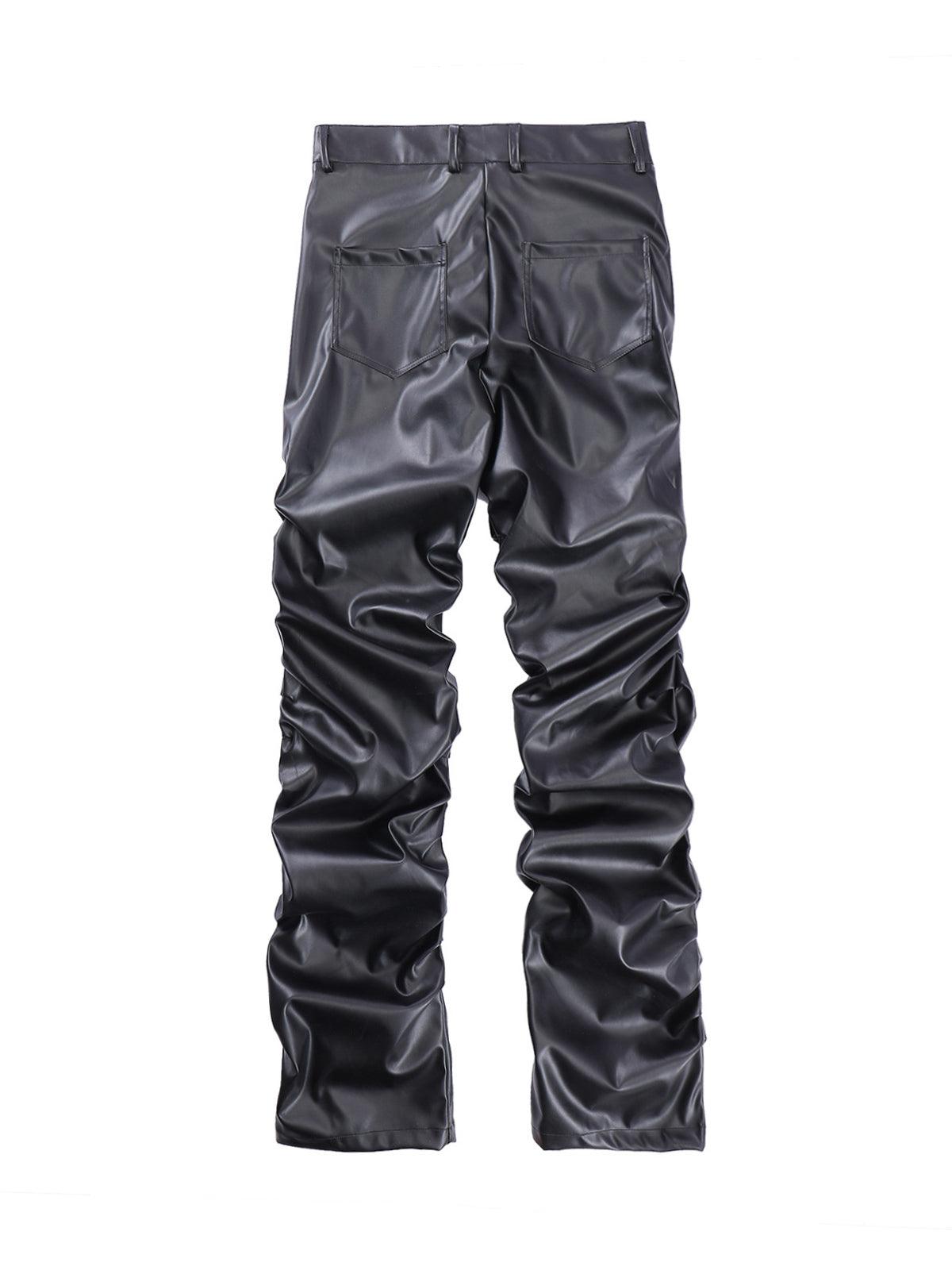 1984 Punk Style Pleated Leather Pants - 2195