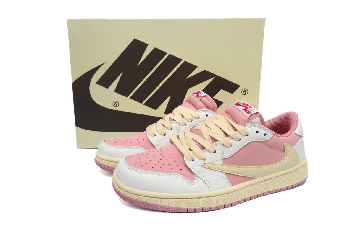 Custom Travis Scott x Air Jordan 1 Low OG White Pink sneakerland