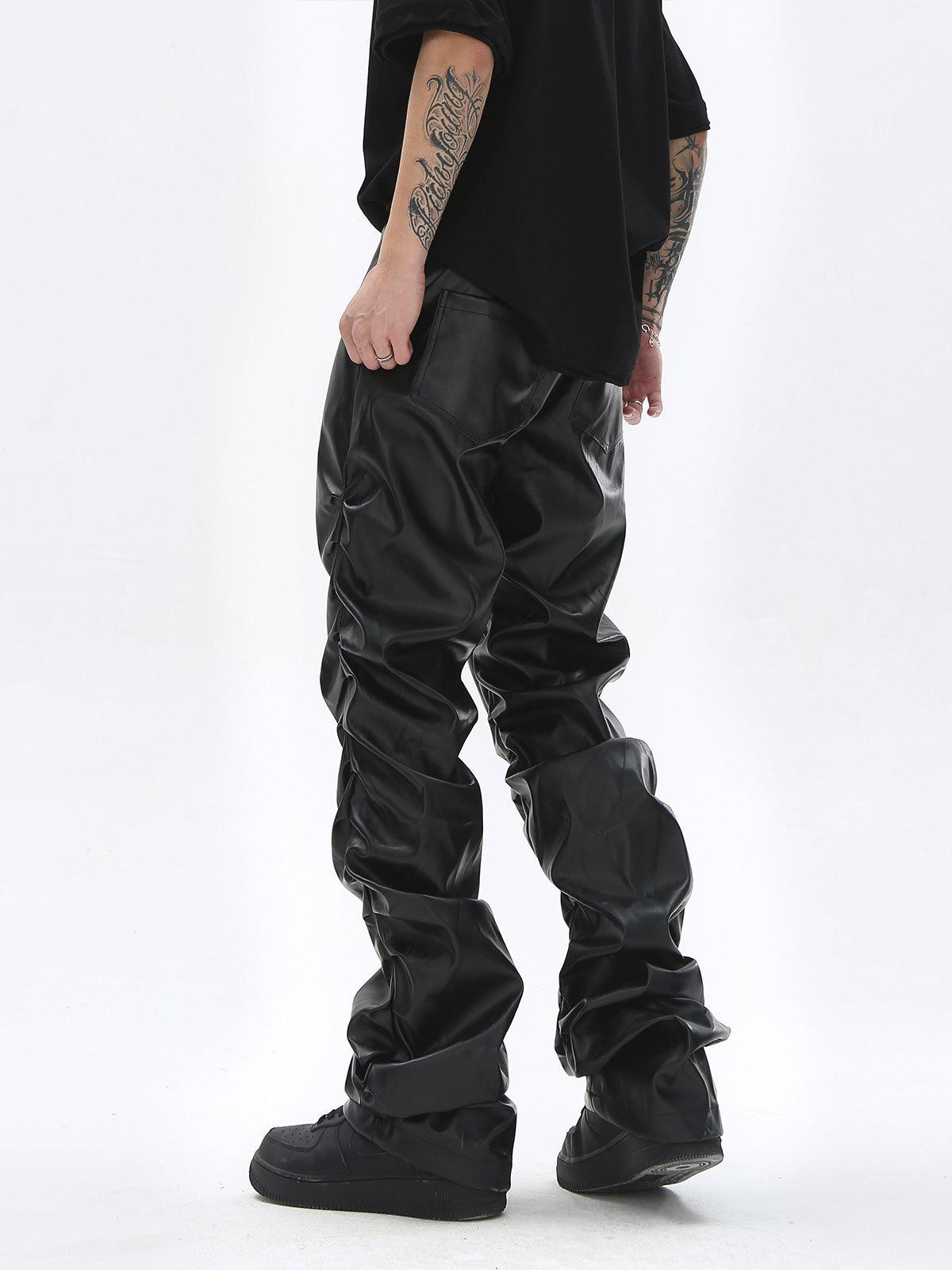 1984 Punk Style Pleated Leather Pants - 2195