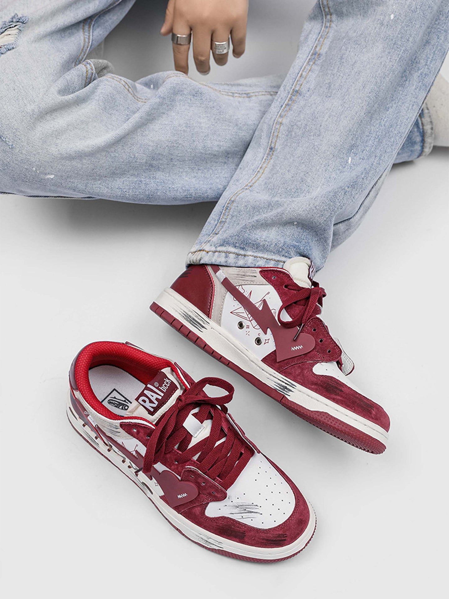Vintage Contrast Color Graffit  Skate Shoes - 1984