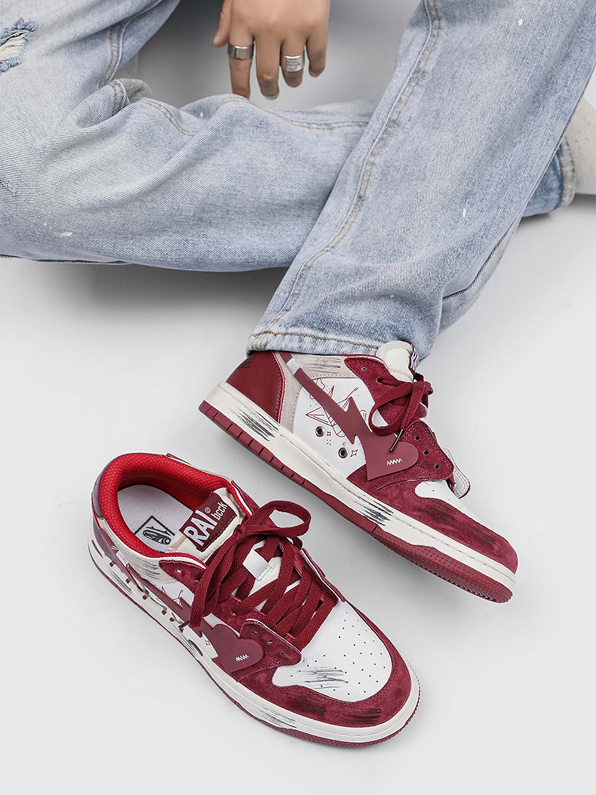 Vintage Contrast Color Graffit  Skate Shoes - 1984