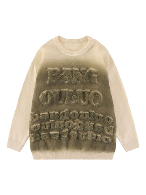 1984 Retro Letters Jacquard Crew Neck Sweater