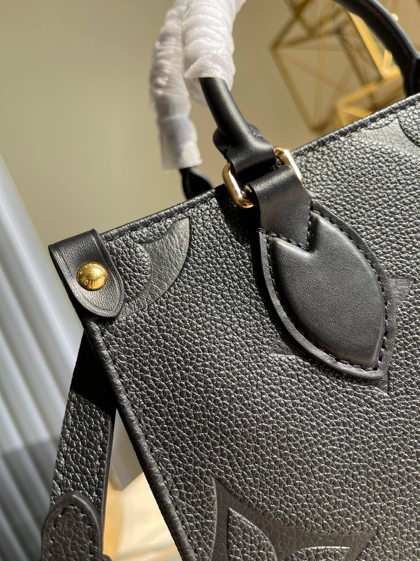 LV OnTheGo PM Tote Bag Monogram Empreinte Black For Women, Women’s Handbags, Shoulder And Crossbody Bags 9.8in/25cm LV M45653