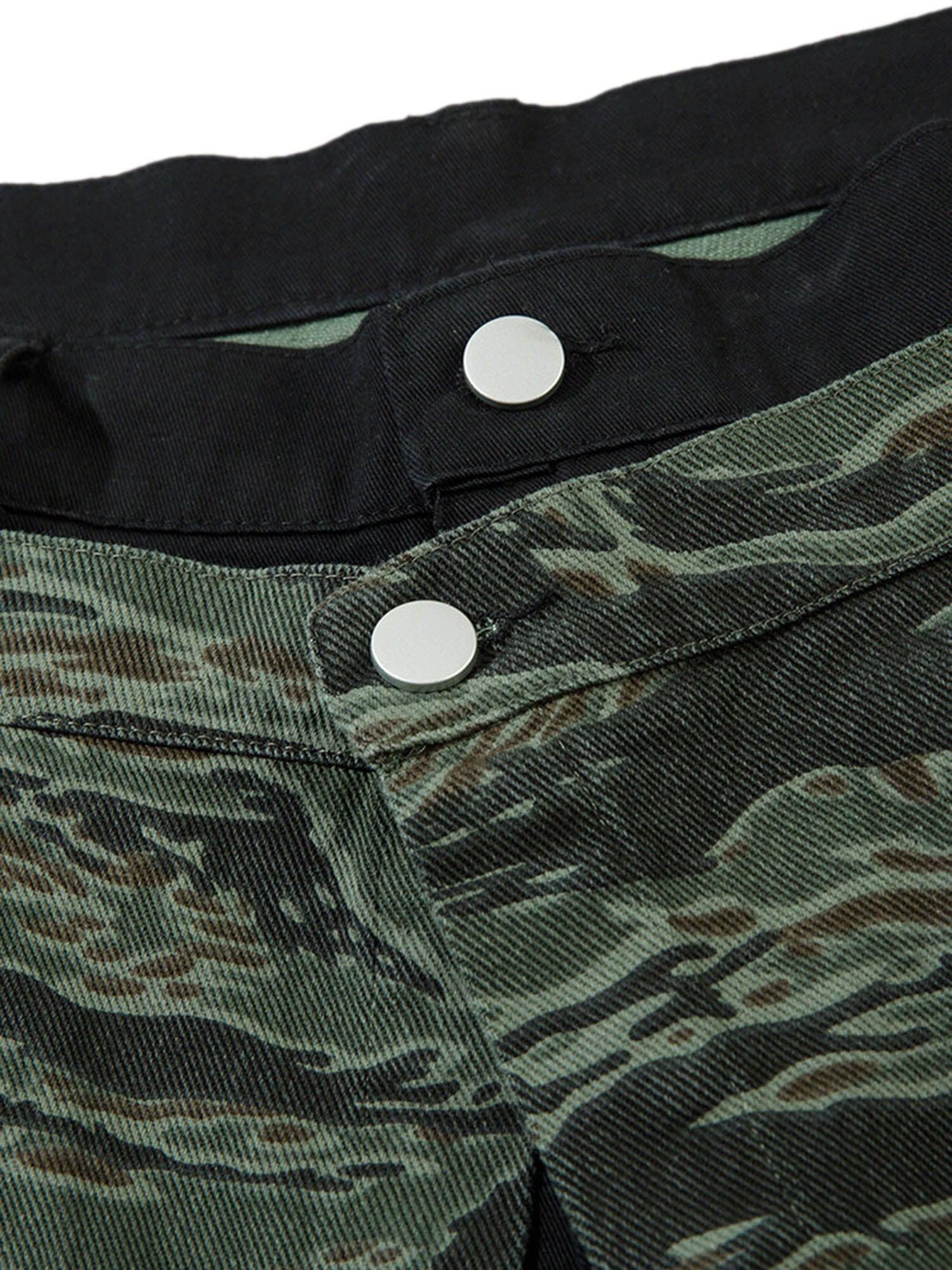 1984 High Street Patchwork Camouflage Contrast Denim Jorts