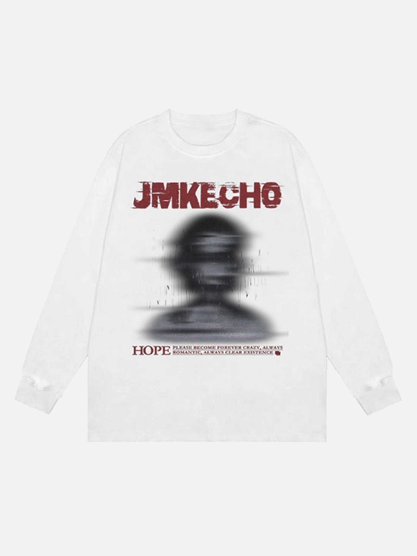 1984 Blurred Silhouette Print Long Sleeve T-shirt SP231006YAVY