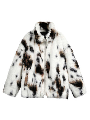 1984 Contrast Color Faux Fur Jacket