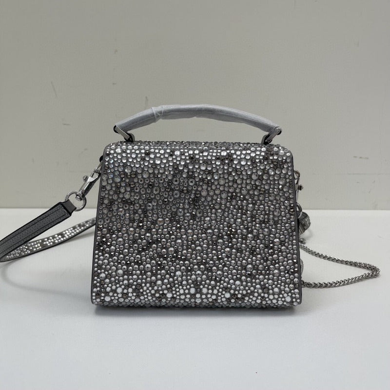 1984 - Crystal Mini Sequin Top Handle Bag Silver