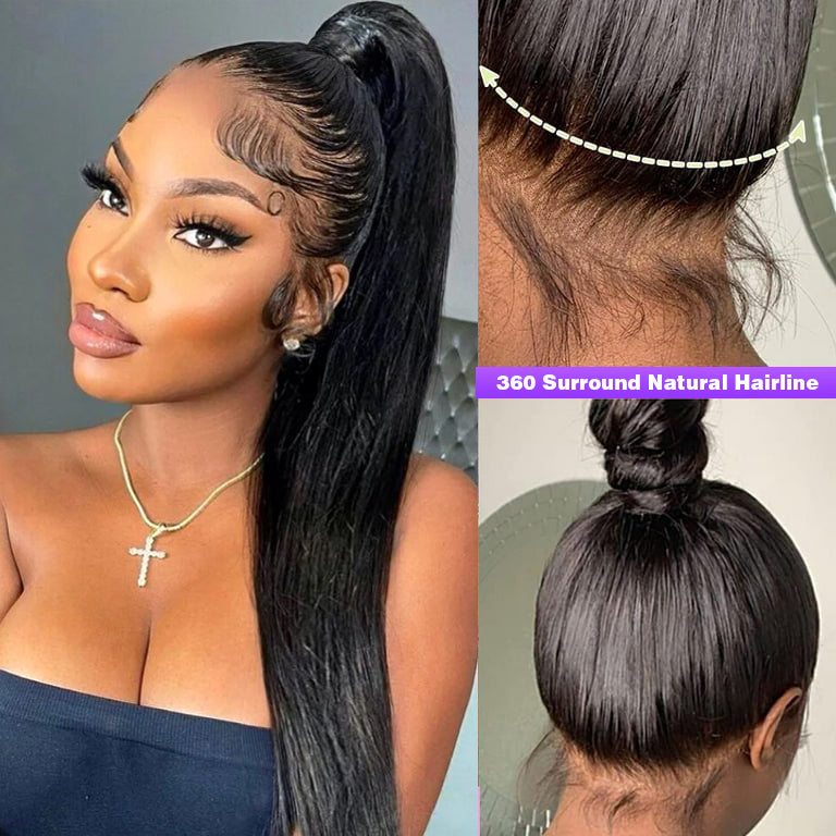 Pre Plucked 360 Lace Frontal Wig with Baby Hair 100% Human Hair 12A High Quality Hermosa Hair