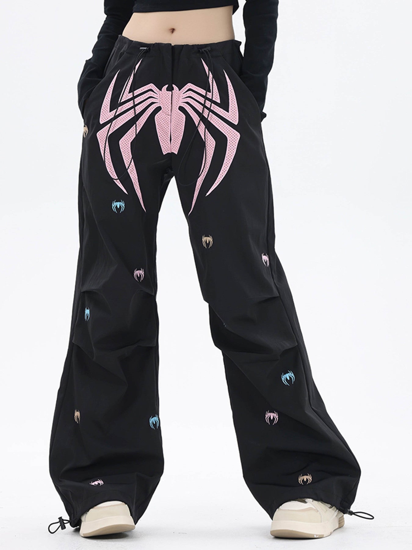 1984 Embroidered Spider Straight Leg Wide Leg Pants - 1745 - 1984brand