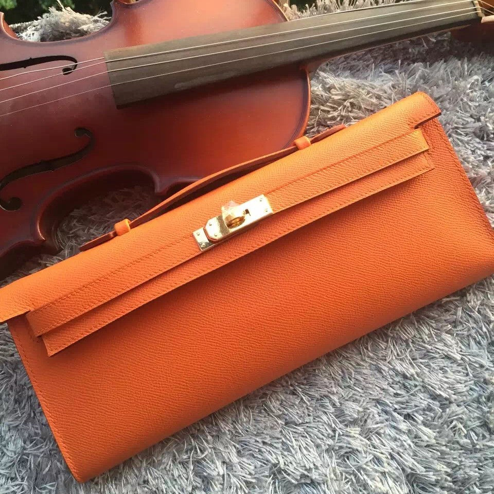 Orange Handcrafted Kelly Cut Clutch Kilta bags