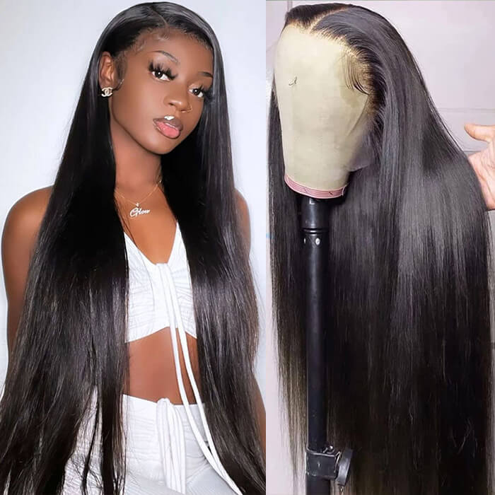 13x6 Full Lace Frontal Straight Wigs Human Hair Pre-Bleached Knots Pre-Plucked HD Lace Wig - 1984brand