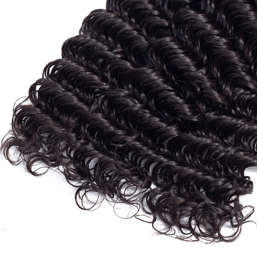 Peruvian Deep Wave 3 Bundles with 4*4 Lace Closure Virgin Human Hair Hermosa Hair