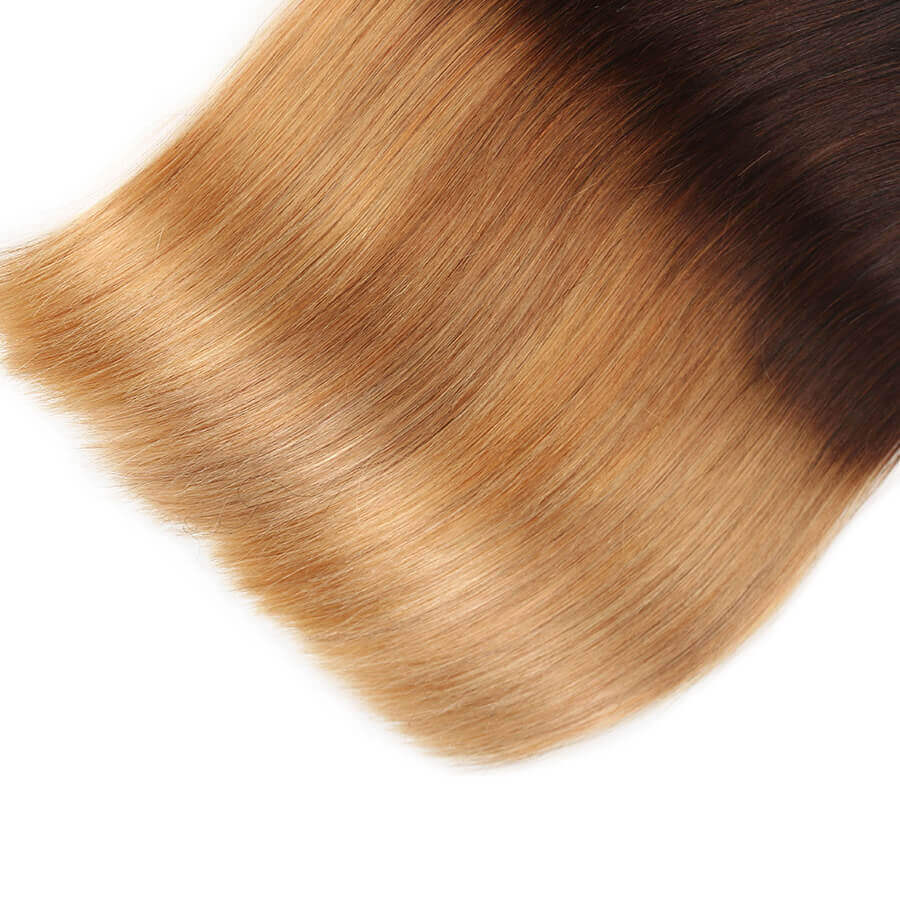 Ombre T1b/4/27 Brazilian Straight Hair 3 Bundles with Closure 100% Unprocessed Virgin Human Hair hermosahair