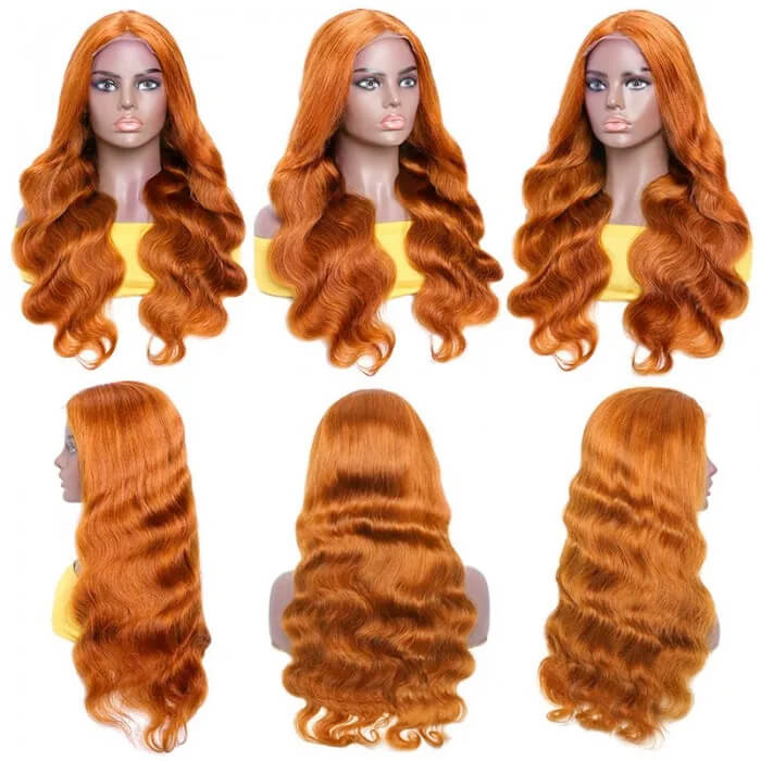 Orange Ginger Wig 13x4 13x6 HD Lace Front Wig Straight & Body Wave Pre-colored Human Hair Wigs Hermosa Hair