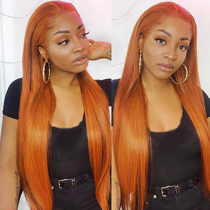 Orange Ginger Wig 13x4 13x6 HD Lace Front Wig Straight & Body Wave Pre-colored Human Hair Wigs Hermosa Hair