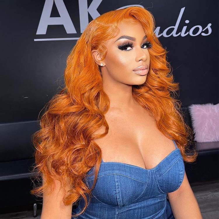 Orange Ginger Wig 13x4 13x6 HD Lace Front Wig Straight & Body Wave Pre-colored Human Hair Wigs Hermosa Hair