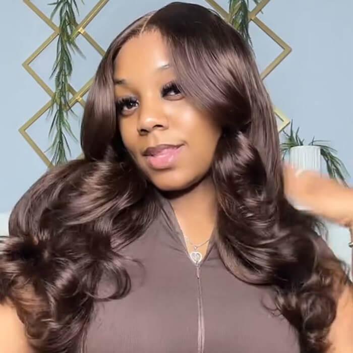 Pre-plucked Glueless 8x5 Pre Cut HD Lace Wigs #4 Chocolate Brown Body Wave Wig Super Secure hermosahair