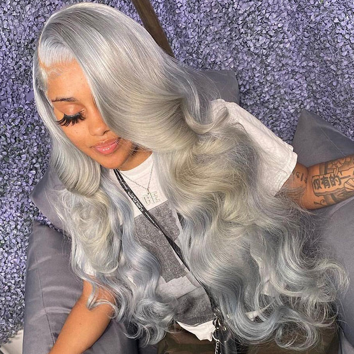 Grey Human Hair Wig 13x4 HD Lace Frontal Wig Colored Human Hair Wigs For Women hermosahair