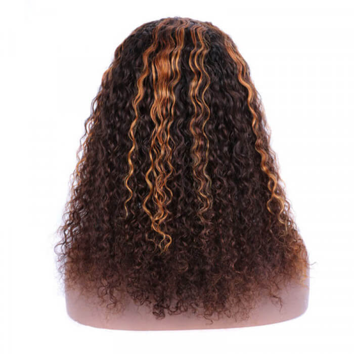 #4/30 Color Highlights Curly Hair Headband Wigs Human Hair - 1984brand