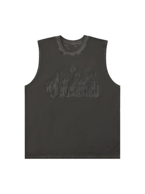 1984 Washed Flame Letters Street Rap Vest