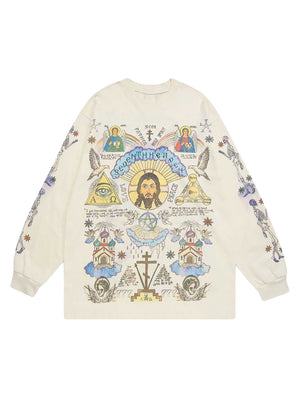 1984 American High Street Graffiti Long Sleeve T-Shirt