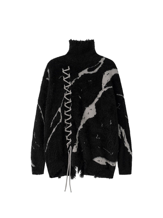 1984 Ripped Knit Turtleneck Sweater - 1525