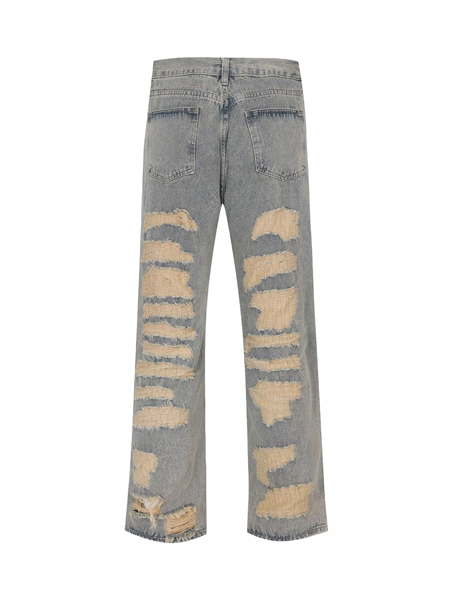 1984 American Street Style Ripped Embroidered Jeans - 1617