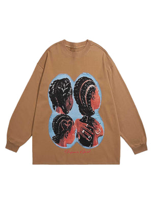 1984 Hiphop Spoof Print Long Sleeve T-shirt - 1675