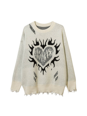 1984 Creative Flame Heart Sweater