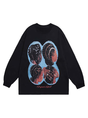 1984 Hiphop Spoof Print Long Sleeve T-shirt - 1675