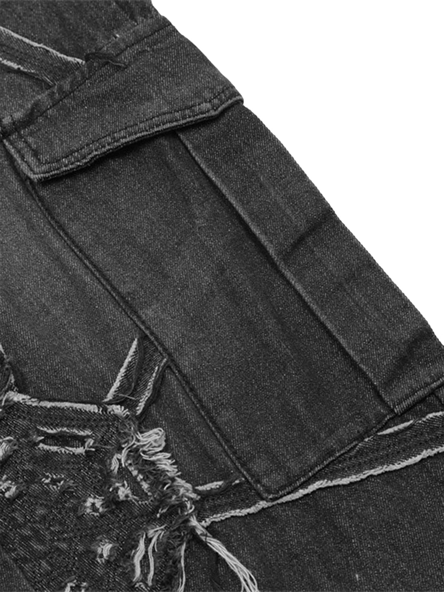 1984 High Street Hip-Hop Spider Web Denim Pants-1512