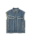 1984 High Street Washed Raw Edge Denim Vest