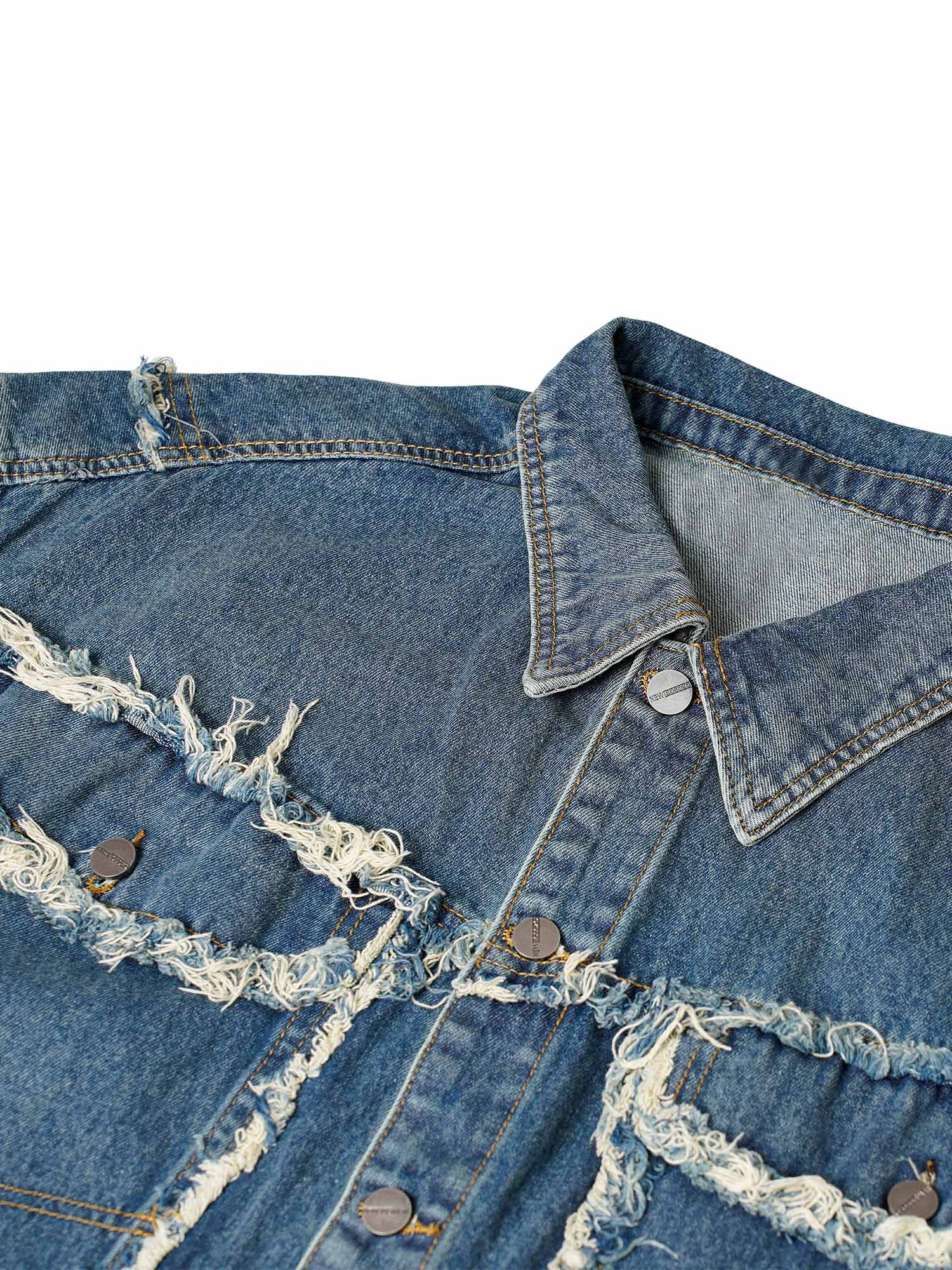 1984 High Street Washed Raw Edge Denim Vest