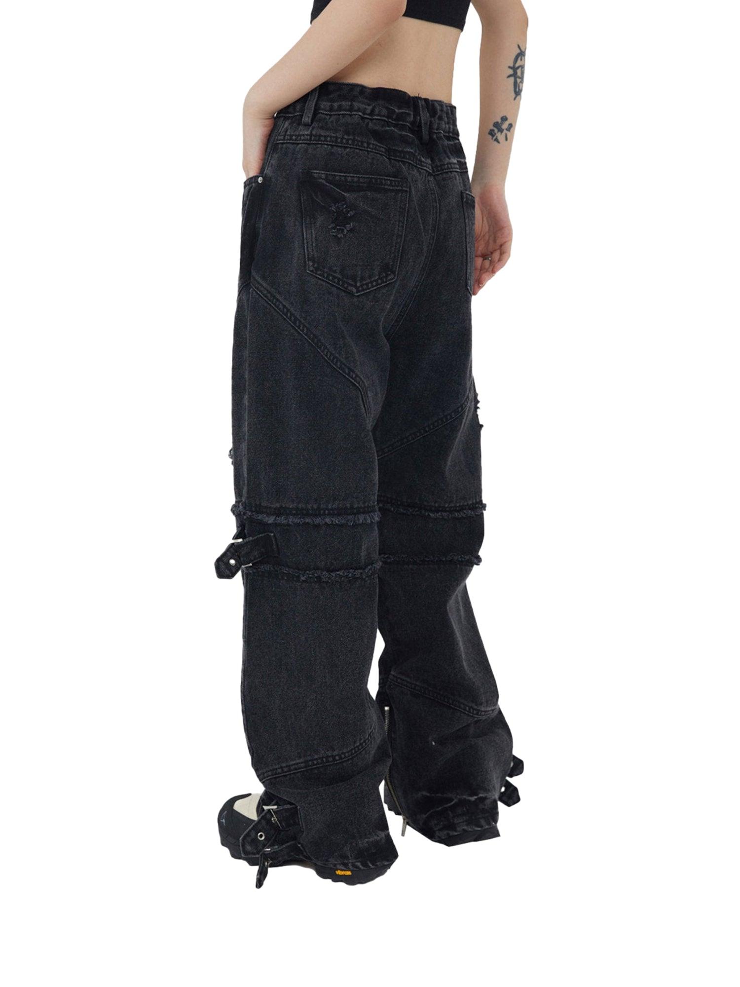 Hip-hop Retro Wash Old Punk Denim Pants-1456