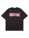 1984 Pink Letter Applique Street Rap T-shirt - 2145