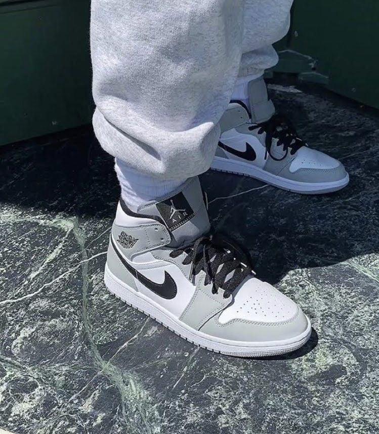 Custom Jordan 1 Mid Light Smoke Grey High Q - sneakerhypesusa