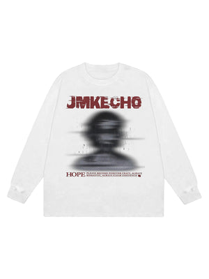 1984 Blurred Silhouette Print Long Sleeve T-shirt