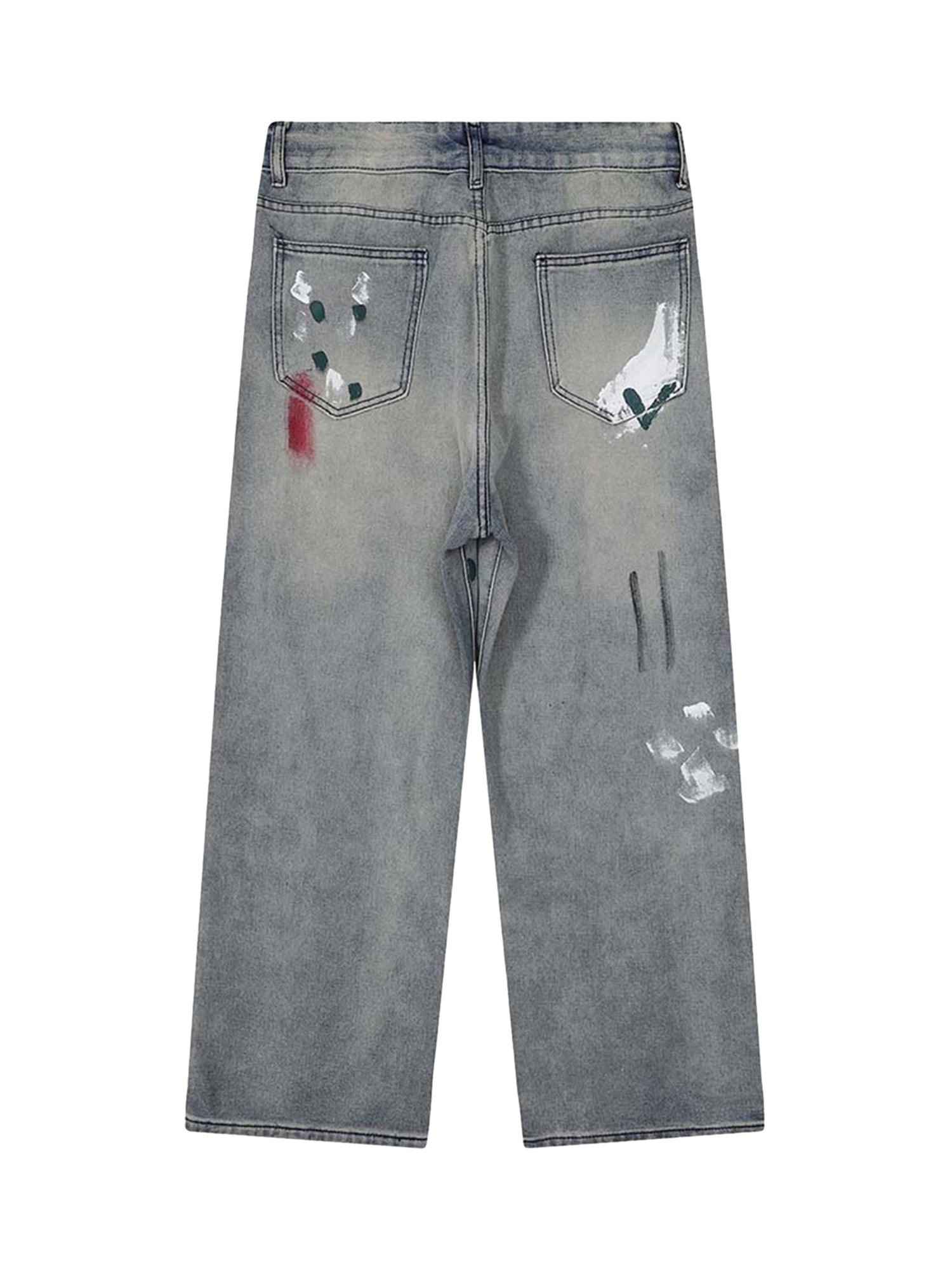 1984 Vintage Ink Splash Washed And Distressed Jeans