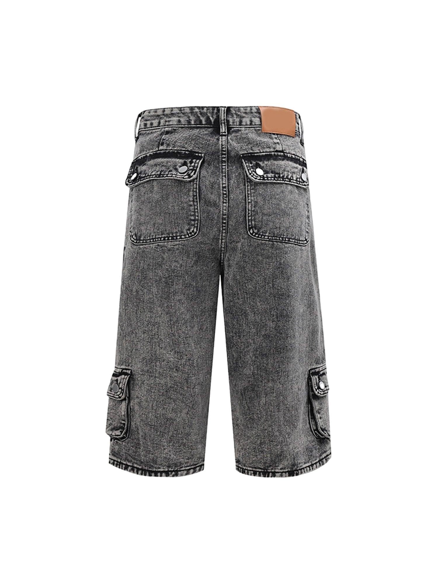 1984 Washed Distressed Multi-Pocket Workwear Hip Hop Jort