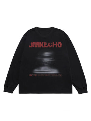 1984 Blurred Silhouette Print Long Sleeve T-shirt