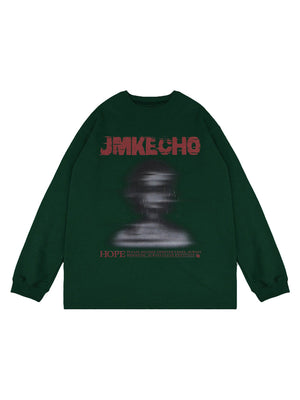 1984 Blurred Silhouette Print Long Sleeve T-shirt