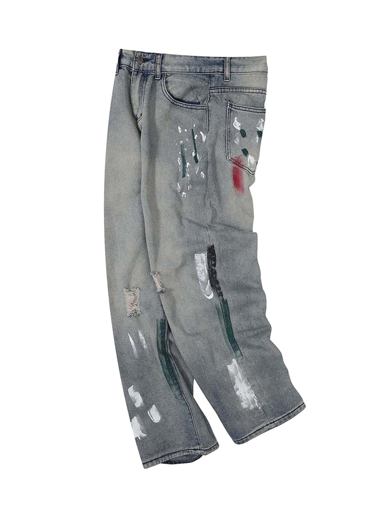 1984 Vintage Ink Splash Washed And Distressed Jeans