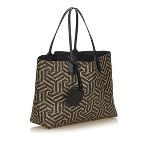 GG Black Coated Canvas Fabric GG Caleido Reversible Tote Italy