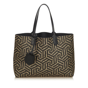 GG Black Coated Canvas Fabric GG Caleido Reversible Tote Italy